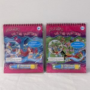 2 New Reusable Magic Water Painting Books for Kids , Water Reveal Activity Books
